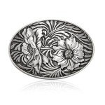 Antique Flower Engraved Western Belt Buckle