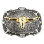 Western Cow Head Vintage Denim Boots Buckle
