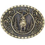 Vintage Western Cowboy Deer Hunter Belt Buckle