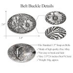 Antique Flower Engraved Western Belt Buckle