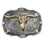 Western Cow Head Vintage Denim Boots Buckle