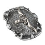 Western Cow Head Vintage Denim Boots Buckle