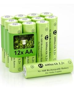 Howardly 1.2V AA Rechargeable Batteries, 600mAh 12-Pack