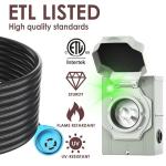 15ft 30 Amp Generator Extension Cord with Inlet Box