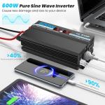 600W Pure Sine Wave Inverter with USB Ports