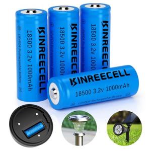 KINREECELL 18500 3.2V Rechargeable Solar Battery Pack