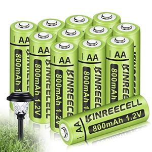 KINREECELL Rechargeable AA Solar Batteries - 12 Pack