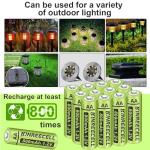 KINREECELL Rechargeable AA Solar Batteries - 12 Pack