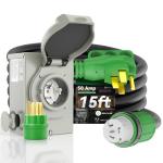 RVINGPRO 50 Amp Generator Cord & Inlet Box Combo