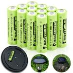 Henreepow 12-Pack Rechargeable AA Solar Batteries