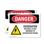 Generator Neutral Bonding Hazard Sign - 2 Pack