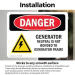 Generator Neutral Bonding Hazard Sign - 2 Pack