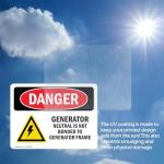 Generator Neutral Bonding Hazard Sign - 2 Pack