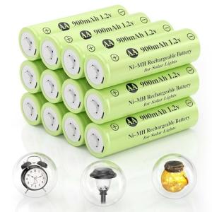 JiajaX 900mAh AA Rechargeable Batteries - 12 Pack