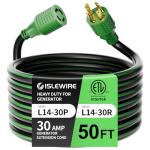 ISLEWIRE 50FT 30 Amp Generator Extension Cord