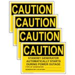 Caution Automatic Standby Generator OSHA Label Decals