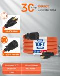 10FT 30 Amp Generator Extension Cord with Twist Lock