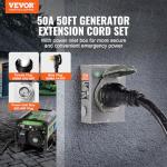 VEVOR 50FT 50 Amp Generator Cord & Inlet Kit
