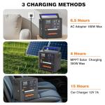 1300W Portable Solar Generator with Multiple Outlets