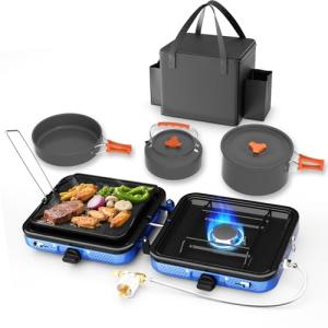 Portable Dual Fuel Camping Stove Set with Accessories