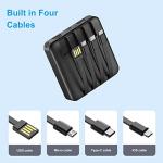 Kelaien 12000mAh Solar Power Bank with 4 Cables