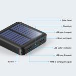 Kelaien 12000mAh Solar Power Bank with 4 Cables