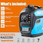 RINADURS 2200 Watt Quiet Portable Inverter Generator