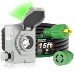 30FT RV Generator Cord and Inlet Box Combo