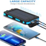 20000mAh Portable Solar Power Bank with 4 Cables