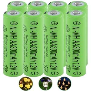 Yibatopow 8-Pack Rechargeable AA Solar Batteries