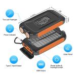 20000mAh Solar Power Bank with LED Flashlight