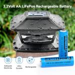 Henreepow 3.2V Solar Rechargeable AA Batteries 6-Pack
