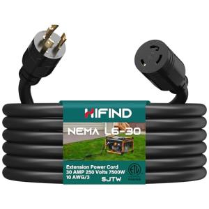 HiFind 25 Ft 30 Amp Generator Extension Cord