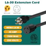 HiFind 25 Ft 30 Amp Generator Extension Cord