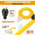 Tellegloww 10 ft Flat RV Generator Extension Cord