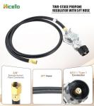 5FT Two-Stage Propane Regulator with Hose Connector