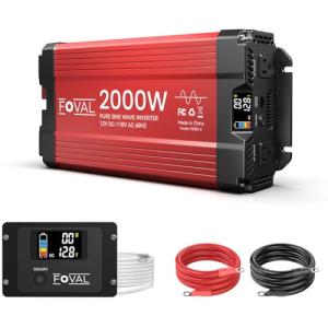 FOVAL 2000W Pure Sine Wave Inverter with LCD Display