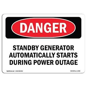 Standby Generator Auto-Start Danger Sign Decal