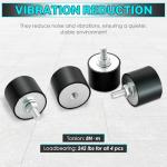 NATGAI 4 PCS M8 40x30mm Rubber Isolator Mounts, Anti-Vibration Shock Absorbers with Studs and Nuts, Vibration Isolation Mounts for Air Compressors, Motors, Diesel Engines, Generators (VD-M8*23-40*30)