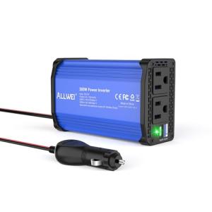 ALLWEI 300W Car Power Inverter, DC 12V to 110V AC Converter Car Plug Adapter Outlet with 27W PD USB-C & 18W USB-A Fast Charge, Car Cigarette Lighter Charger for Phone, Laptop, Tablet - Blue