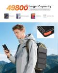 Tranmix Solar-Charger-Power-Bank-49800mAh, 20W Fast Charging Portable Charger with Built-in 3 Cables & 4 Solar Panels, USB C Solar Battery Bank with LED Flashlights for Smartphones, Tablets