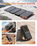 Tranmix Solar-Charger-Power-Bank-49800mAh, 20W Fast Charging Portable Charger with Built-in 3 Cables & 4 Solar Panels, USB C Solar Battery Bank with LED Flashlights for Smartphones, Tablets