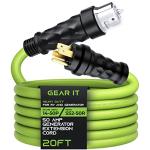 GEARit 50-Amp Generator Extension Cord, 125/250V, Inline NEMA 14-50P to SS2-50R Twist Lock Connector STW 6/3+8/1 AWG, for 50A Power Inlet Box, RV Camper, Generator to House, 20 Feet, Green