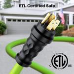 GEARit 50-Amp Generator Extension Cord, 125/250V, Inline NEMA 14-50P to SS2-50R Twist Lock Connector STW 6/3+8/1 AWG, for 50A Power Inlet Box, RV Camper, Generator to House, 20 Feet, Green