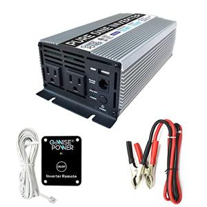 GoWISE Power 600W Pure Sine Wave Inverter 12V DC to 115V AC with 2 AC Outlets + 1 5V USB Port and 2 Clamp Cables (1200W Peak) PS1001