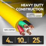 ELEGRP 30 Amp Generator Extension Cord 25 Feet, 4-Prong NEMA L14-30P to L14-30R, 120/250V Up to 7500W, SJTW 10AWG/4C Locking Power Cord for Portable Generators, Home Backup, UL Standard Compliant