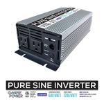 GoWISE Power 600W Pure Sine Wave Inverter 12V DC to 115V AC with 2 AC Outlets + 1 5V USB Port and 2 Clamp Cables (1200W Peak) PS1001