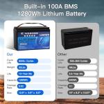 Kingboss 12V 100Ah LiFePO4 Lithium Battery Built-in 100A Smart BMS Low-Temp Protection,Waterproof Lithium Iron Phosphate Group 31 Battery 8000+ Cycles for Solar System, RV, Home Backup