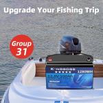 Kingboss 12V 100Ah LiFePO4 Lithium Battery Built-in 100A Smart BMS Low-Temp Protection,Waterproof Lithium Iron Phosphate Group 31 Battery 8000+ Cycles for Solar System, RV, Home Backup