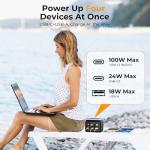 powkey Laptop Power Bank 30000mAh 100W Portable Charger PD 3.0 Fast Charging 96Wh LiFePO4 Power Station with USB-C Cable,Battery Backup for Laptop Phone Travel Camping Office Emergency Home